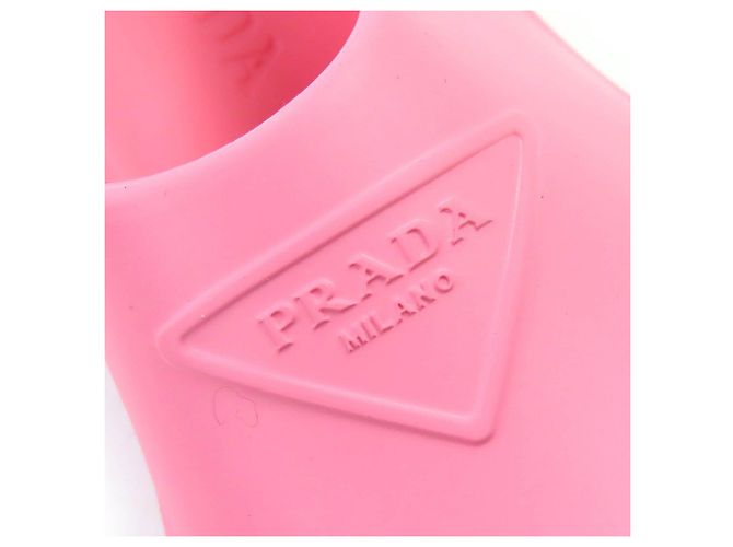 Prada Rubber Mules mit Triangle-Logo Pink - Ansicht 9