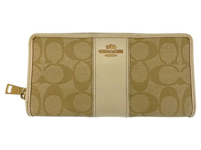 Cartera larga COACH Signature de PVC y cuero Beige Crudo - vista 2
