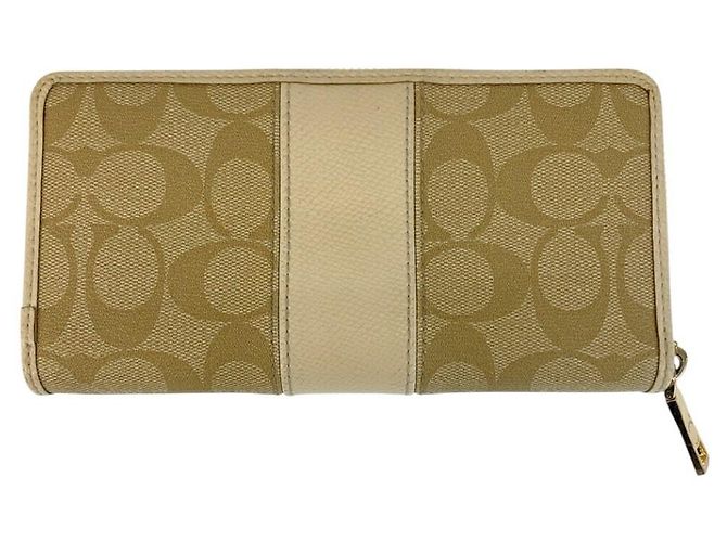 Cartera larga COACH Signature de PVC y cuero Beige Crudo - vista 3