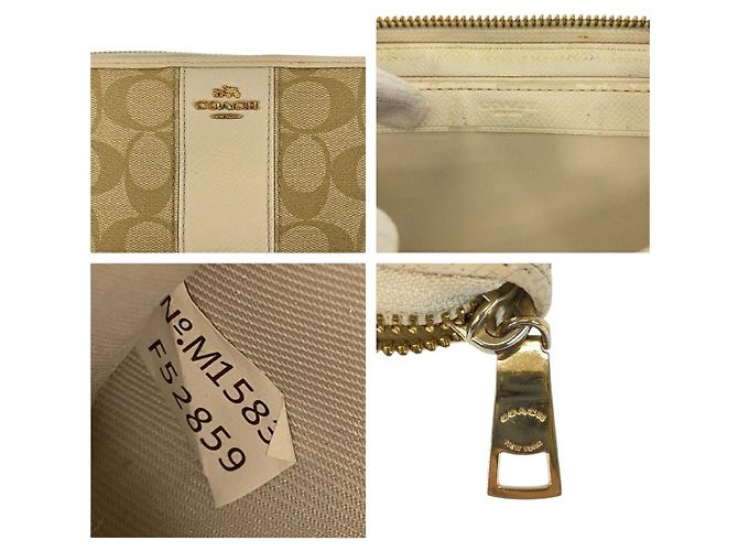 Cartera larga COACH Signature de PVC y cuero Beige Crudo - vista 6