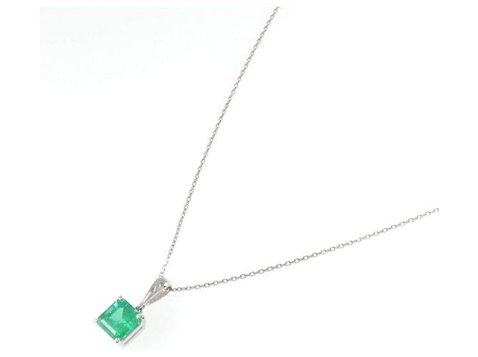 Tasaki Platin-Smaragd-Halskette Grün - Ansicht 2