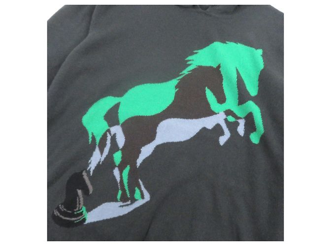 Jersey de punto de cashmere Hermès con estampado Chess and Shadow Horse XL Verde Verde oscuro - vista 4