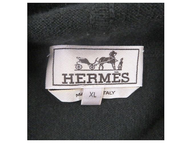 Jersey de punto de cashmere Hermès con estampado Chess and Shadow Horse XL Verde Verde oscuro - vista 5
