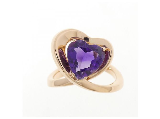 Autre Marque Anello Ponte Vecchio 750 Oro Rosa Ametista Porpora - vista 2