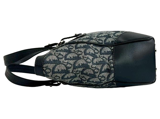Autre Marque Christian Dior Trotter Canvas Lederhandtasche Blau Marineblau - Ansicht 5