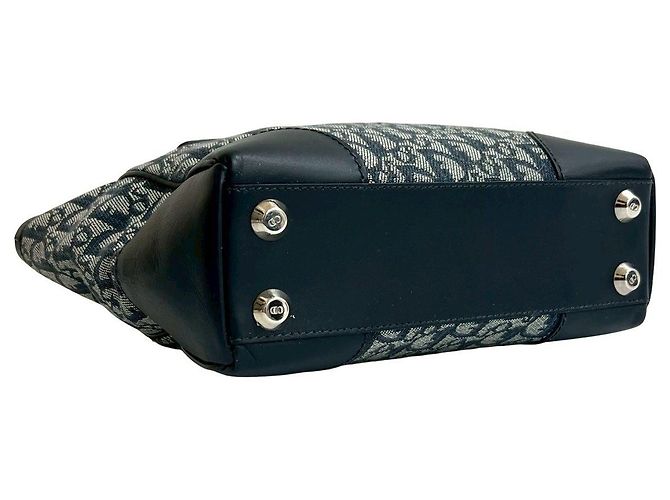 Autre Marque Christian Dior Trotter Canvas Lederhandtasche Blau Marineblau - Ansicht 7
