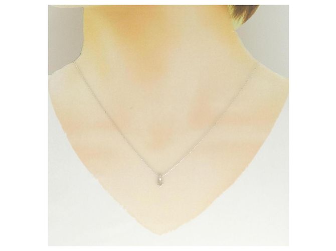 Autre Marque Collana PT1000 K18WG Diamante Argento - vista 6