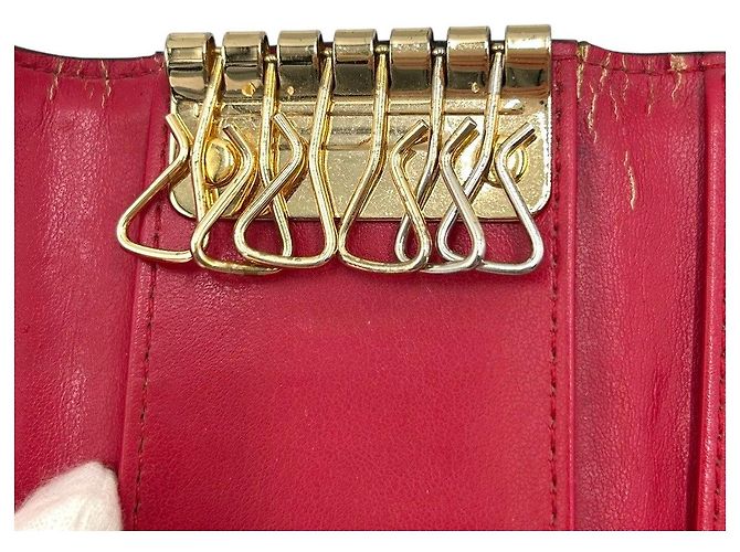 Michael Kors Leather Key Case Red - view 7
