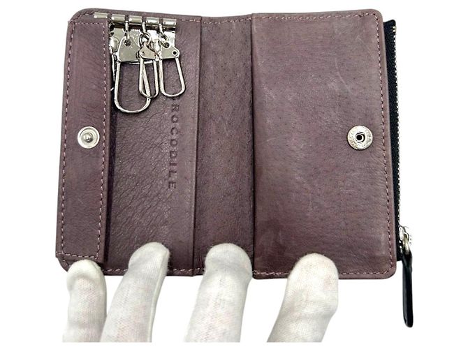Autre Marque Crocodile Leather Coin Key Case Black - view 10