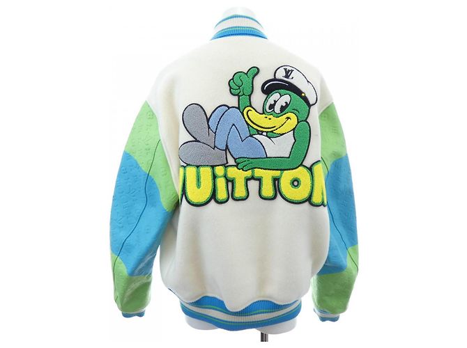 Blouson Varsity Rainbow Playground Louis Vuitton Blanc Bleu Vert - vue 2