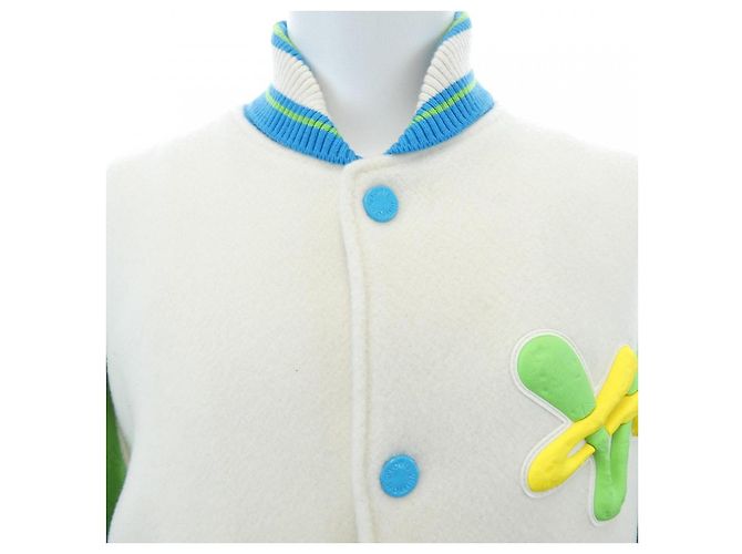 Blouson Varsity Rainbow Playground Louis Vuitton Blanc Bleu Vert - vue 6