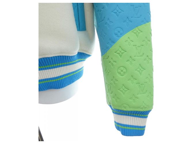 Blouson Varsity Rainbow Playground Louis Vuitton Blanc Bleu Vert - vue 7