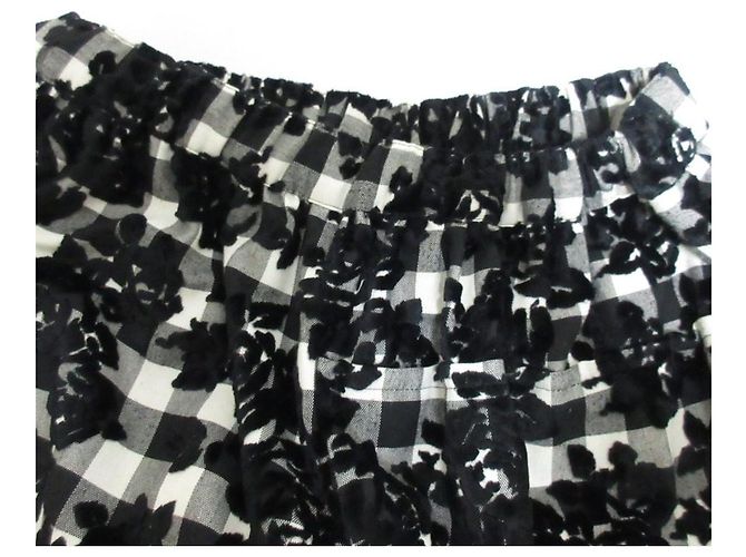 Comme Des Garcons Comme des Garçons robe de chambre Velvet Embroidery Check Wide Pants Nero - vista 6