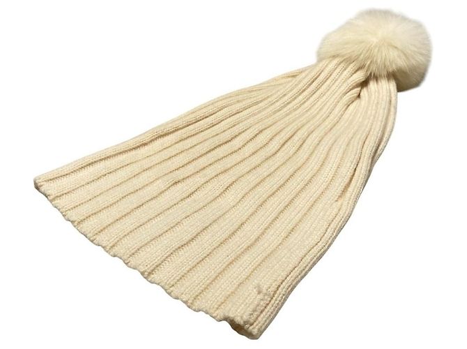 Autre Marque Gorro de malha de cashmere e pele de raposa FOXEY Branco Fora de branco - vista 3