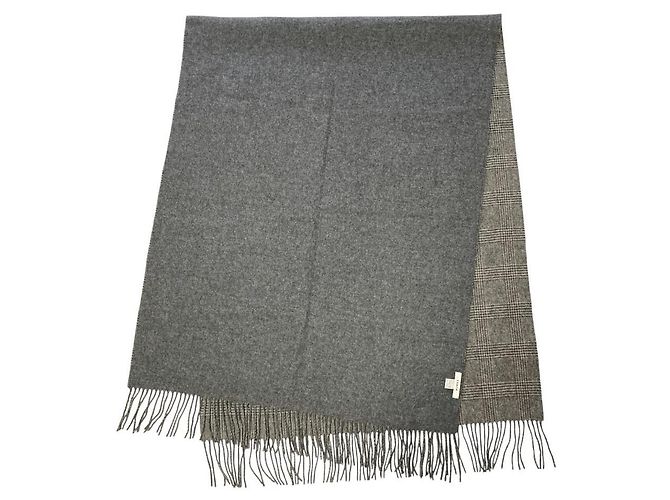 Autre Marque THROW DOUBLE FACE GLEN Wool Scarf Brown - view 2