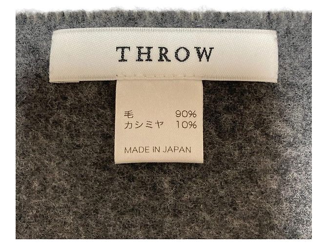 Autre Marque THROW DOUBLE FACE GLEN Wool Scarf Brown - view 5