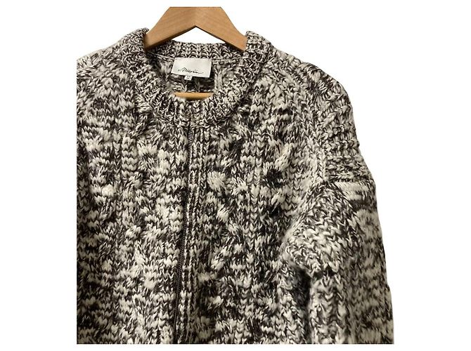 Autre Marque 3.1 Phillip Lim Wool Cable Knit Zip Jacket Brown - view 2