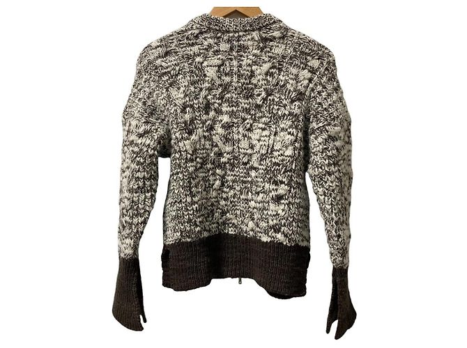 Autre Marque 3.1 Phillip Lim Wool Cable Knit Zip Jacket Brown - view 3