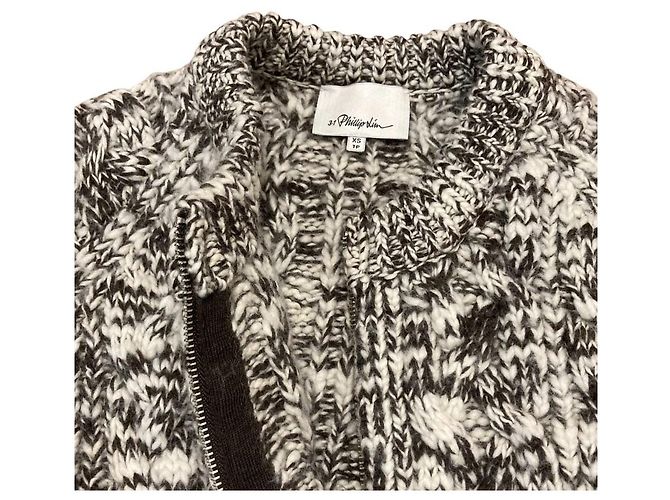 Autre Marque 3.1 Phillip Lim Wool Cable Knit Zip Jacket Brown - view 4