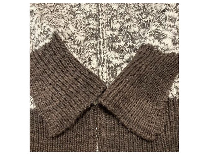 Autre Marque 3.1 Phillip Lim Wool Cable Knit Zip Jacket Brown - view 5