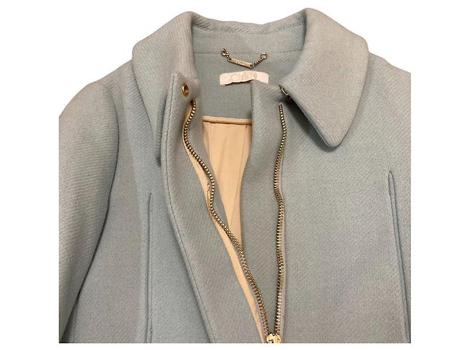 Chloé Chloe Wool Zip Single Collar Coat Blue Light blue - view 4