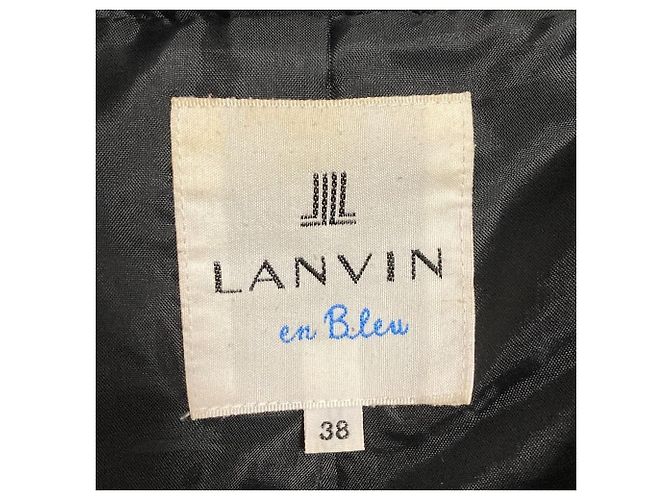 Abrigo largo de plumón LANVIN en Bleu con encaje y piel de mapache Negro - vista 10