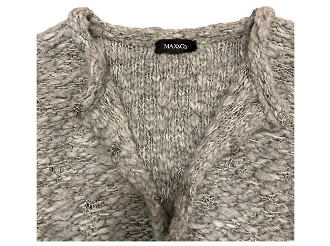 Autre Marque Cárdigan de punto con flecos en mezcla de mohair MAX&Co. Castaño - vista 4