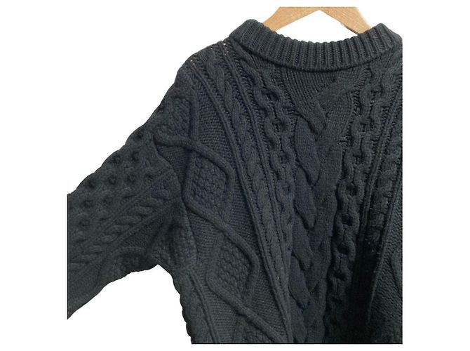 Céline Sweater de Lã e Cashmere com Tricô Aran Celine Preto - vista 2