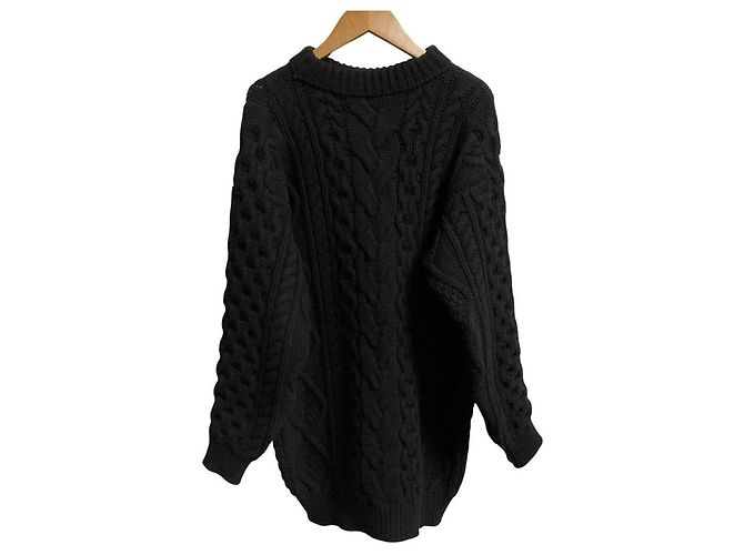Céline Sweater de Lã e Cashmere com Tricô Aran Celine Preto - vista 3