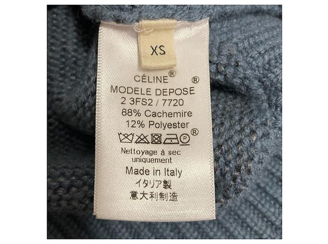 16 Céline Camisola de cashmere com decote em V Celine Azul - vista 5