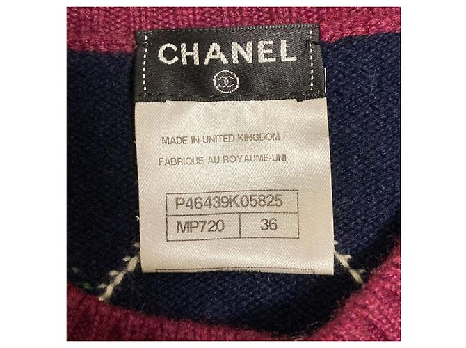 Camisola de cashmere com padrão Argyle Chanel Vermelho Verde Azul marinho - vista 5