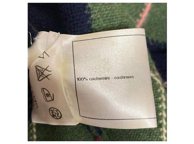 Camisola de cashmere com padrão Argyle Chanel Vermelho Verde Azul marinho - vista 7