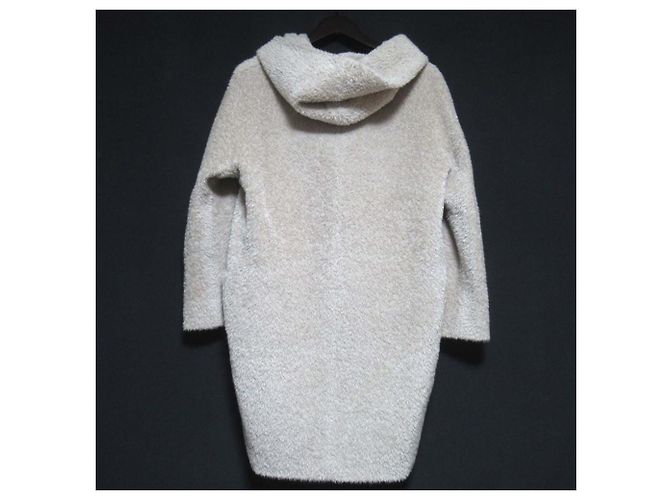 Max Mara Studio Alpaca Shaggy Hooded Coat Beige - view 2