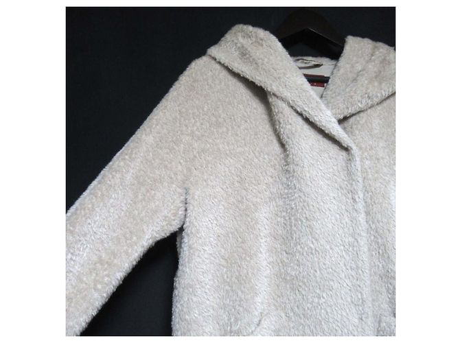 Max Mara Studio Alpaca Shaggy Hooded Coat Beige - view 3