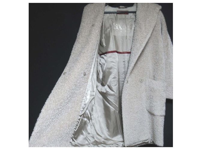 Max Mara Studio Alpaca Shaggy Hooded Coat Beige - view 4