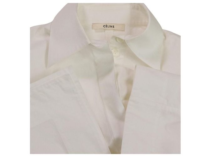 Céline Camicia Celine a maniche voluminose in cotone Bianco - vista 10