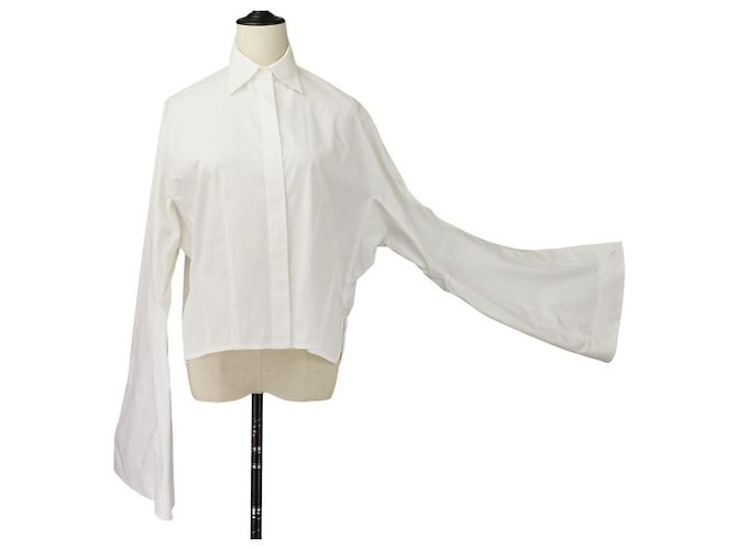 Céline Camicia Celine a maniche voluminose in cotone Bianco - vista 3