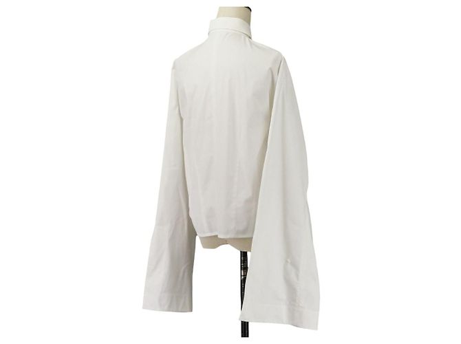 Céline Camicia Celine a maniche voluminose in cotone Bianco - vista 9