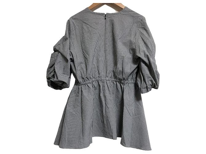 Autre Marque PLST Vichy-Baumwollbluse Schwarz - Ansicht 2