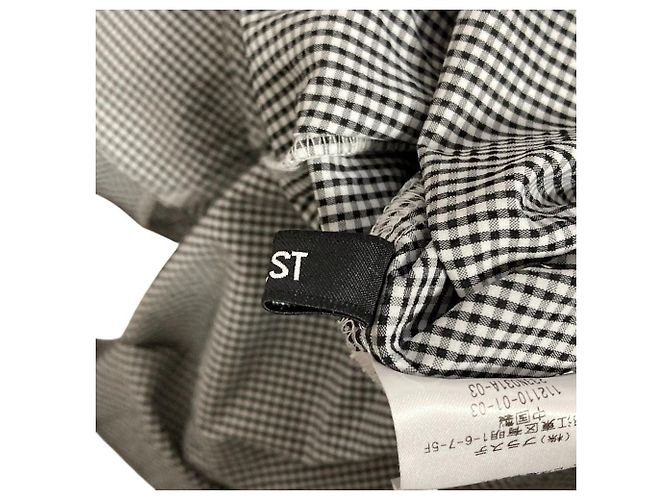 Autre Marque PLST Vichy-Baumwollbluse Schwarz - Ansicht 6