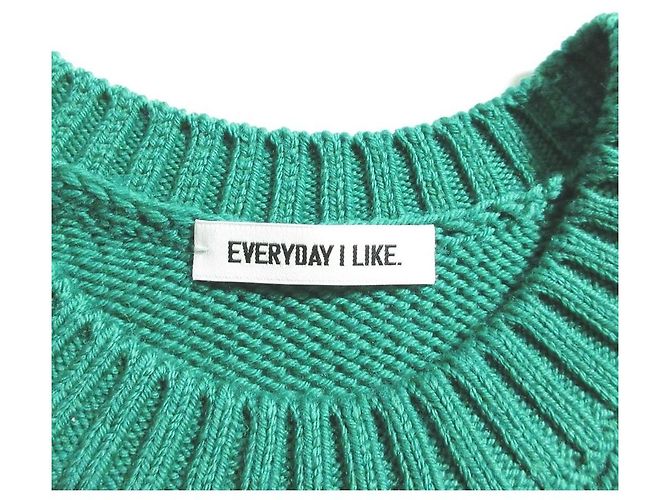 Autre Marque EVERYDAY I LIKE Maglia girocollo classica Verde - vista 4