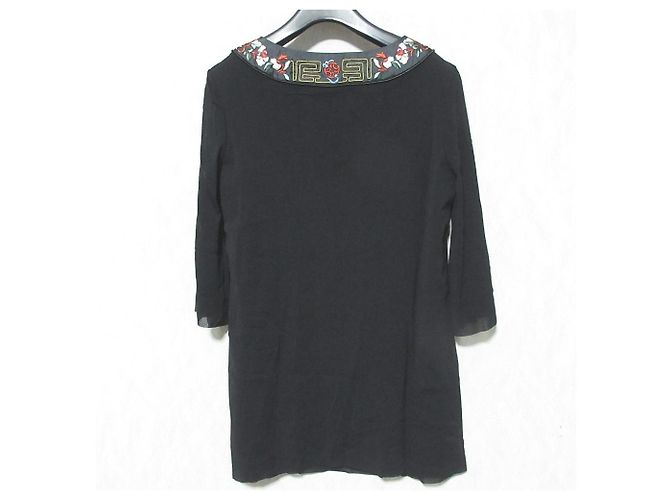 Autre Marque Top de Power Net con bordados florales VIVIENNE TAM Negro - vista 2