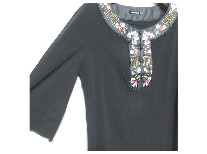 Autre Marque Top de Power Net con bordados florales VIVIENNE TAM Negro - vista 4