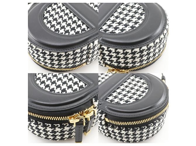 Autre Marque Borsa a tracolla 2 vie Christian Dior CD Signature Houndstooth Canvas Nero Bianco - vista 4