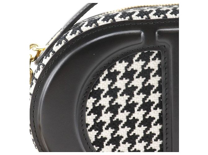 Autre Marque Borsa a tracolla 2 vie Christian Dior CD Signature Houndstooth Canvas Nero Bianco - vista 7