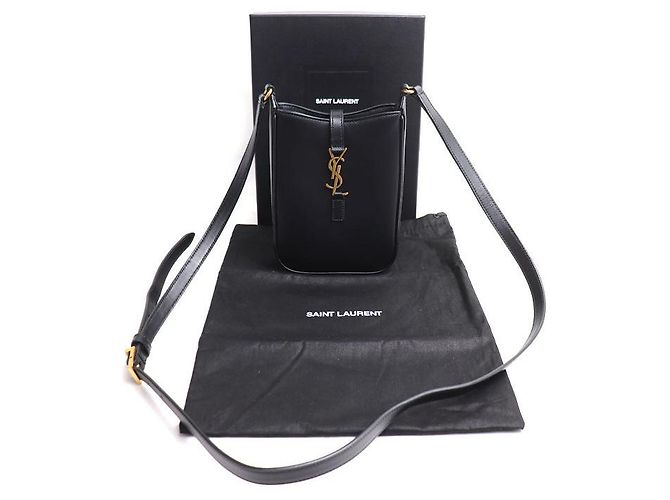 Yves Saint Laurent Saint Laurent Mini Vertical Schultertasche aus Leder Schwarz - Ansicht 7