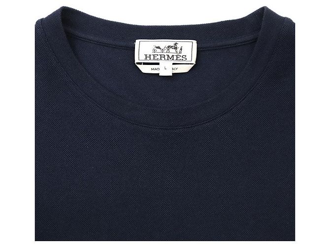 Hermès T-Shirt aus Baumwolle und Kaschmir Schwarz Marineblau - Ansicht 2