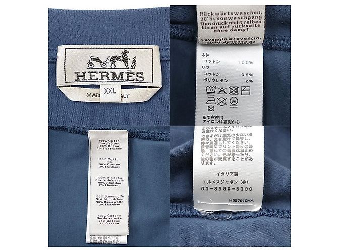 Hermès XXL Baumwoll-T-Shirt Blau - Ansicht 10