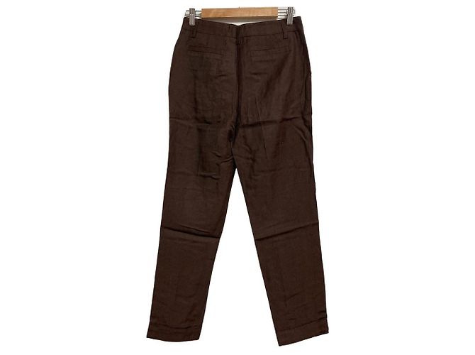 Autre Marque Pantaloni affusellati in misto lino PAROSH Marrone - vista 2