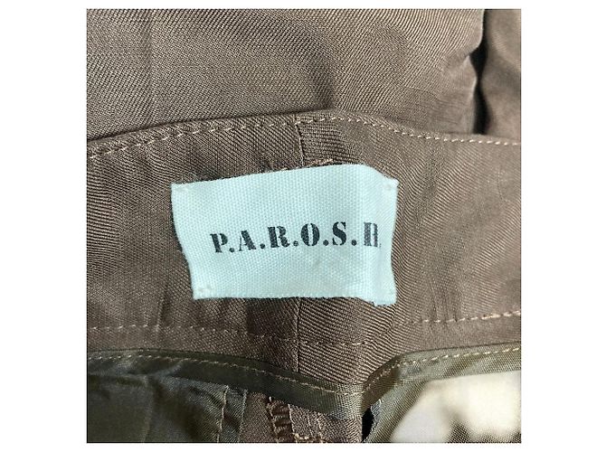 Autre Marque Pantaloni affusellati in misto lino PAROSH Marrone - vista 3